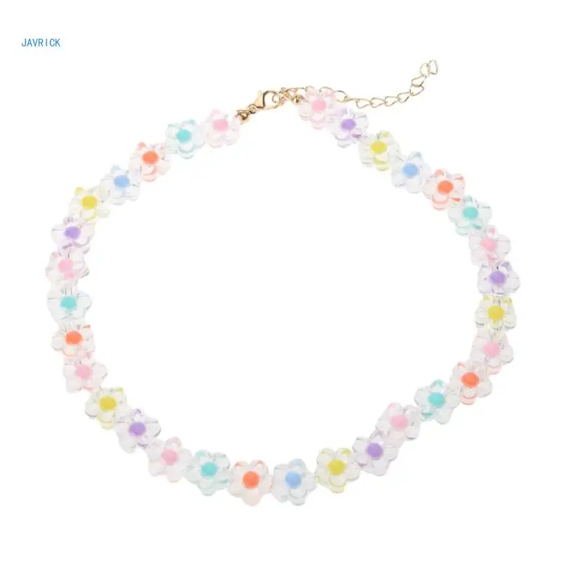 

Acrylic Flower Beaded Necklaces Flower Necklace Gradient-colored Beaded Choker