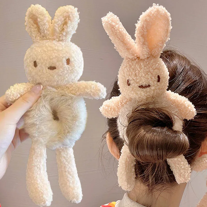 

Girls Plush Rabbit Hairband Hair Scrunchies Animal Bear Hairbands Head Rope Ponytail Holder Headbands Headwear Hair Accessories