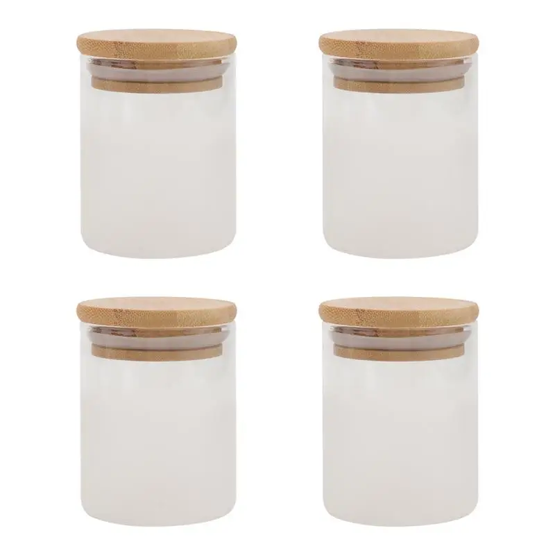 Стеклянная запаянная банка на четыре штуки с матовой поверхностью и герметичной крышкой для зерна, кофе и других товаров для дома.