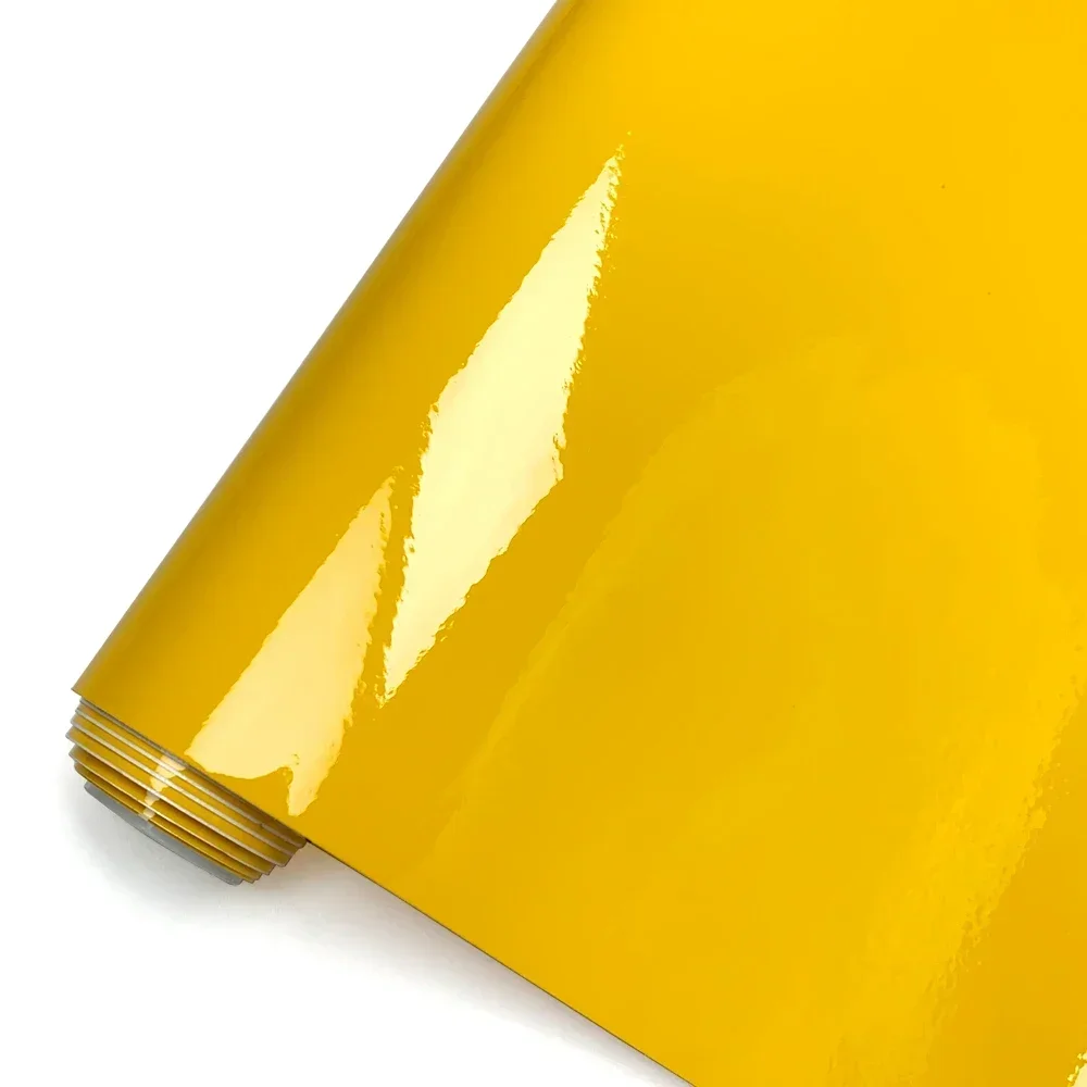 

Глянцевая желтая виниловая пленка, водонепроницаемая глянцевая автомобильная пленка для мотоцикла, велосипеда, телефона, автомобильной консоли, аксессуары для стайлинга