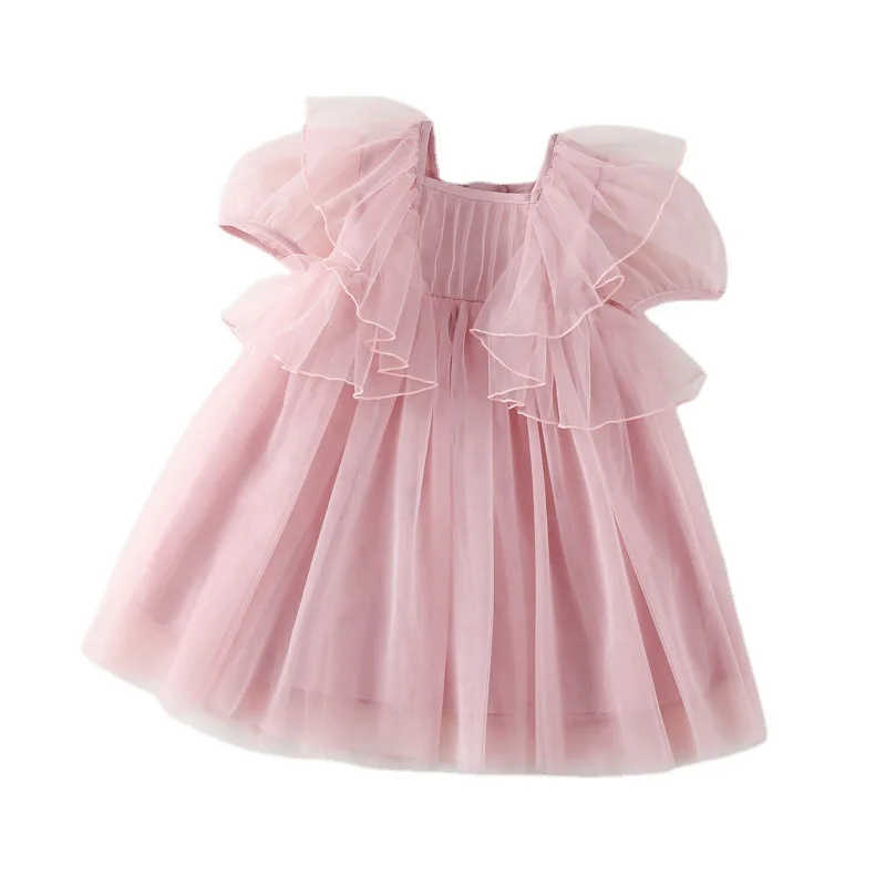 

HoneyCherry Girl's Ruffle Net Dress Summer New Girls' Cute Princess Dress Girls Clothes