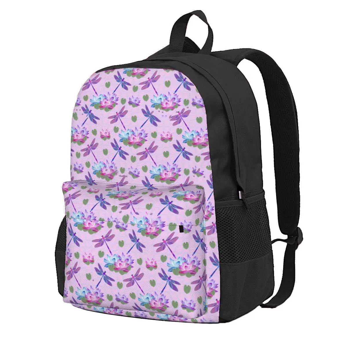 

Dragonfly Print Backpack Lotus Flower Women Men Polyester Camping Backpacks Breathable Modern School Bags Rucksack
