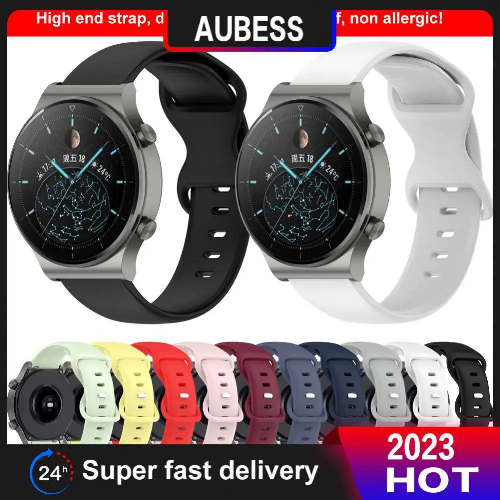 

Smartwatch Case Air Hole 46mm Sport Stretch Fashion Sweatproof Smart Watch Accessories Silicone Wristband Butterfly Buckle Strap