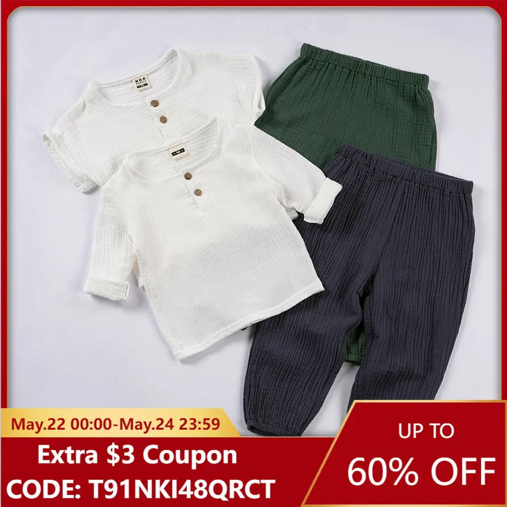 

2 шт., детский хлопковый комплект из футболки с длинным рукавом и брюк