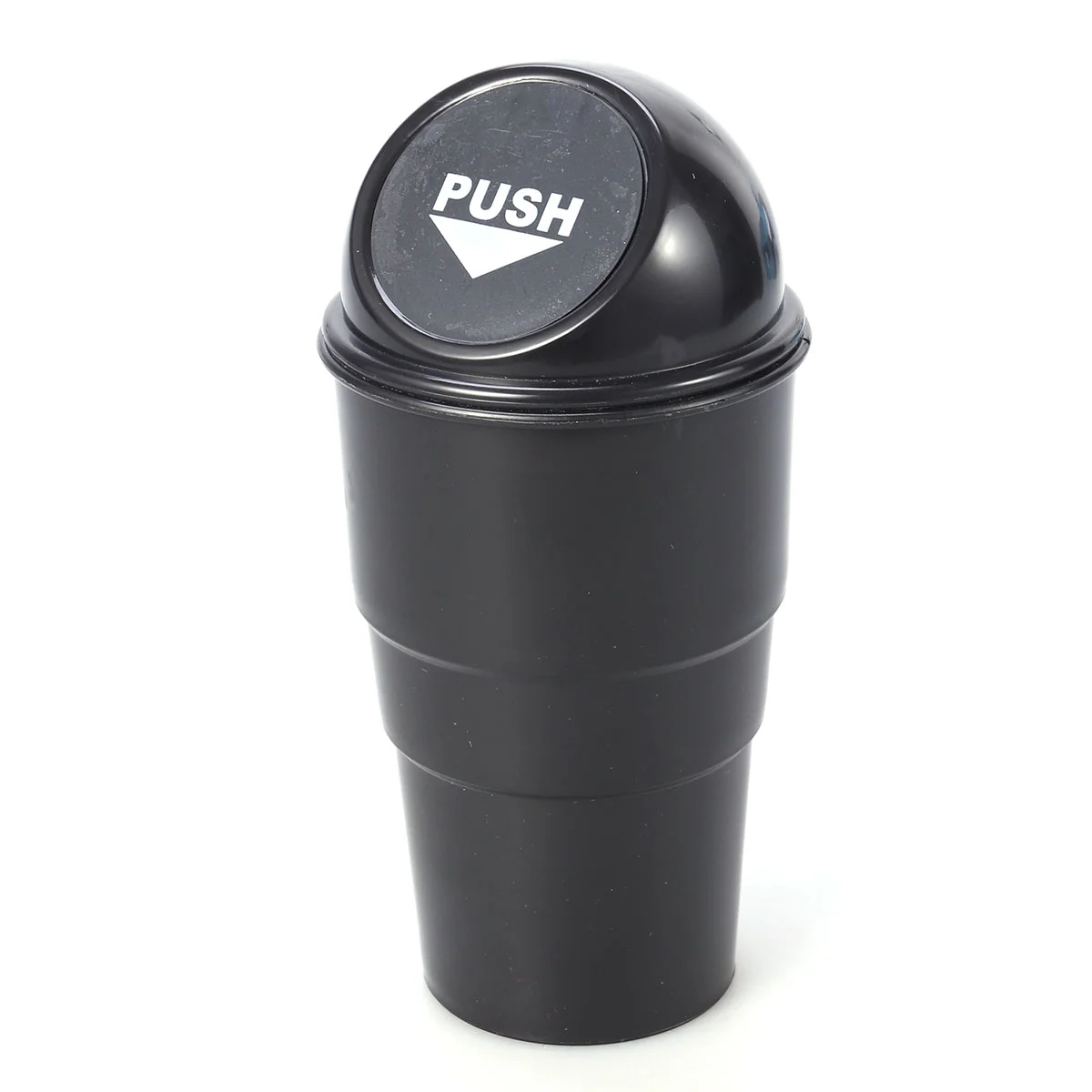 

Car Trash Can With Lid Garbage Dust Bin Storage Barrel Fits Cup Holder In Console Or Door (Black)