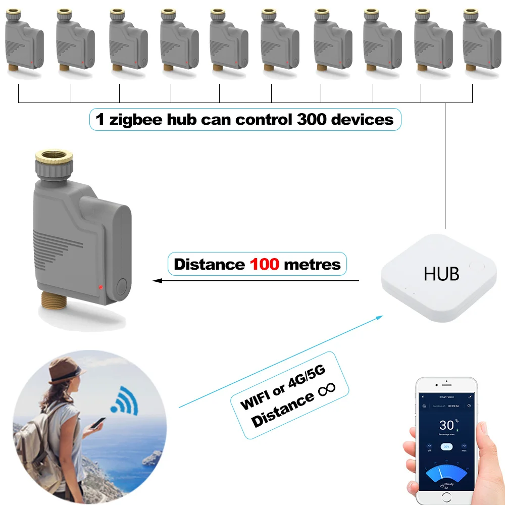 Таймер садового полива ZIGBEE умная система капельного орошения с Wi-Fi со встроенным