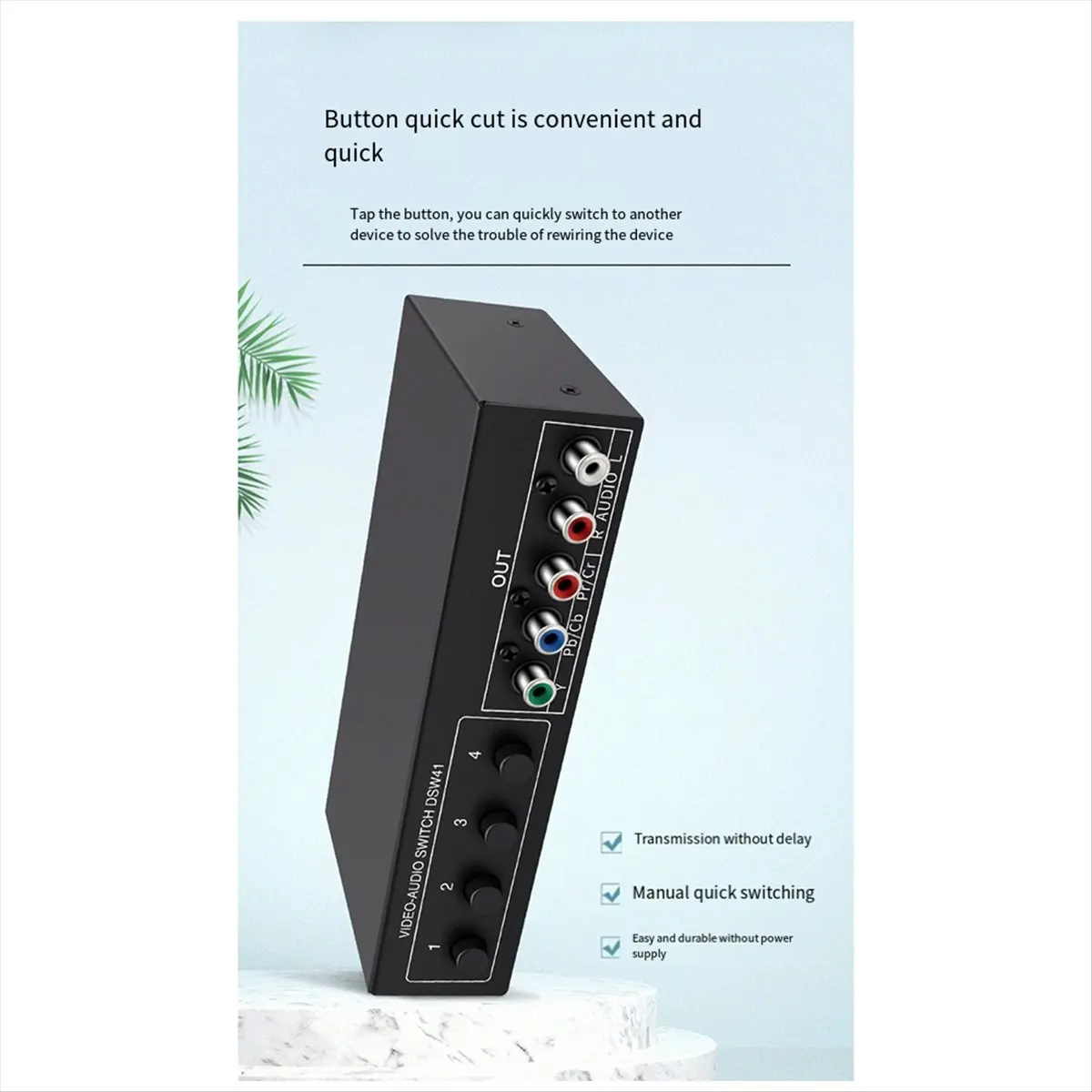 Фото A72Z 4x1 Компонентный видеопереключатель YPbPr YCbCr с аудиовыходом DSW41, панельный кнопочный переключатель CVBS 720P, металлический корпус №4