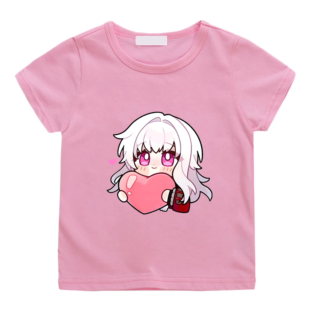 

Honkai Star Rail Clara with Heart T-shirt Boys and Girls Kawaii Cartoon Tee-shirt 100% Cotton Tees Comfortable Casual Tshirts