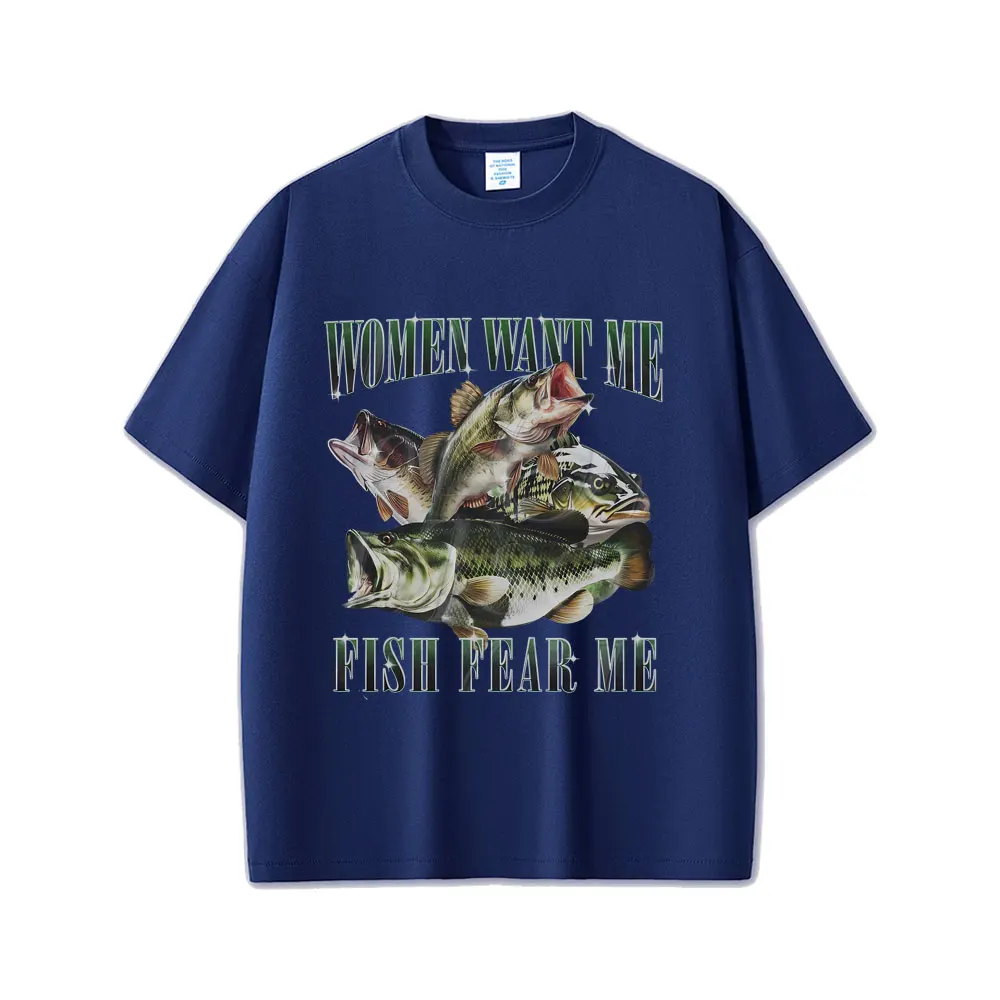 Женские футболки Want Me Fish Fear Funny Meme для рыбалки мужские повседневные хлопковые