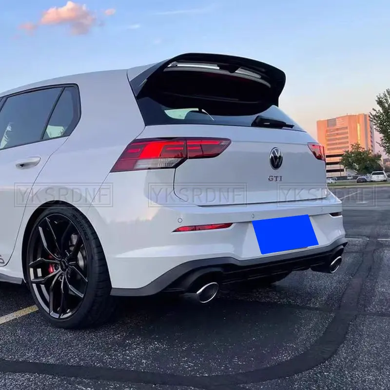 Фото Для Volkswagen Golf 8 MK8 R-line GTI 1.4T 2.0T 2020-2023: задний спойлер (антикрыло) из ABS-пластика, под карбон, черный с белым, для экстерьера автомобиля №5