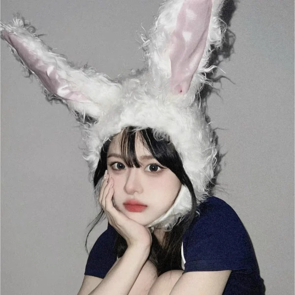 

Милая плюшевая шапка кролика, головной убор с белыми кроличьими ушками, праздничная вечеринка, Забавный реквизит для косплея, Хэллоуина, фото, костюм кролика, медведя, игрушка