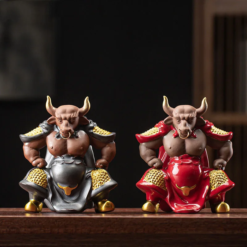 

Creative Boutique Purple Clay Bull Demon Ornaments Tea Pets Ceramic Kung Fu Small Animal Figurines Home Car Decor Crafts