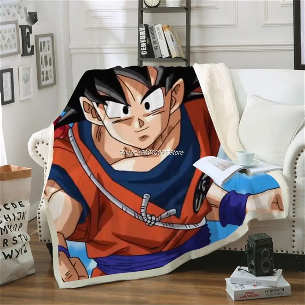 

Goku Anime Blanket 3D Print Child Blankets for Beds Adult Double Layer Quilts Sofa Travel Teens Student Throws Blanket