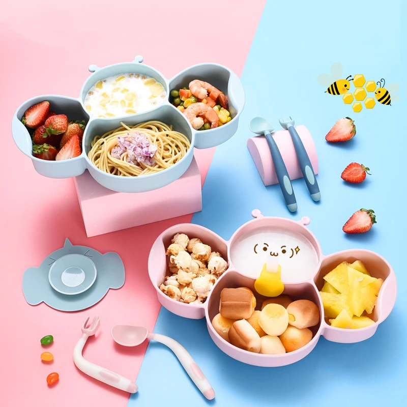 

Cartoon Baby Bowl Dishes Lunch Box Kids Baby Rice Feeding Bowl PP Plastic Bee Shape Snack Dinner Plate Tableware Infant Eating