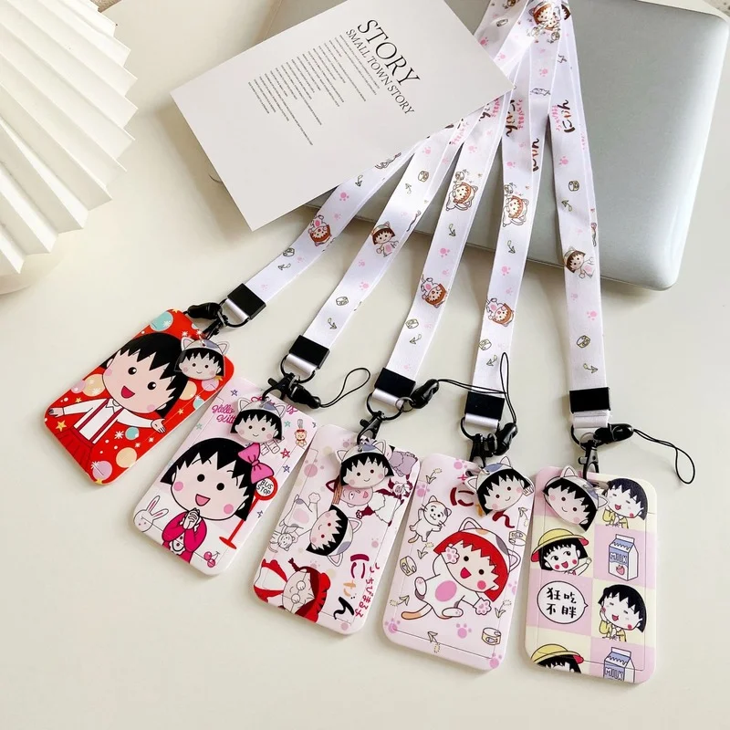 

1 Pcs Lovely Anime Chibi Maruko-Chan PVC Card Cases Keychains Lanyard Badge Bus ID Card Holders Card Cover Neck Strap Toys