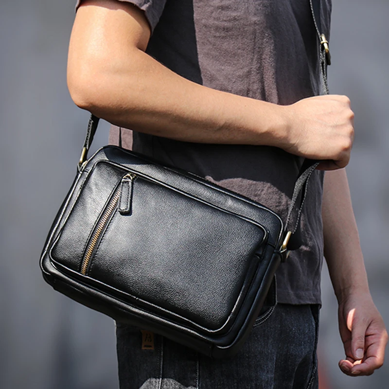 

Повседневная Наплечная Сумка AETOO для мужчин, кожаный кросс-боди саквояж на ремне, из воловьей кожи с косым носком, оригинальный iP-рюкзак