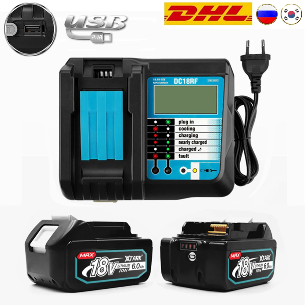 

Перезаряжаемая батарея BL1860 для Makita 18 в, замена 6.0ah BL1840 BL1850, литий-ионный аккумулятор для makita 18 в