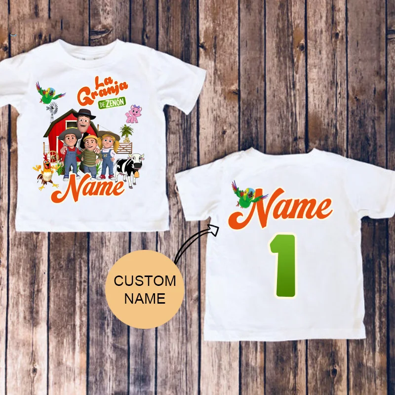 

Farm Shirt for Kids Animal Cartoon Custom Name Shirt Toddler Baby Gift 3nd Birthday Shirt Teen Girl Clothes Shirt Boys Tee Zoo