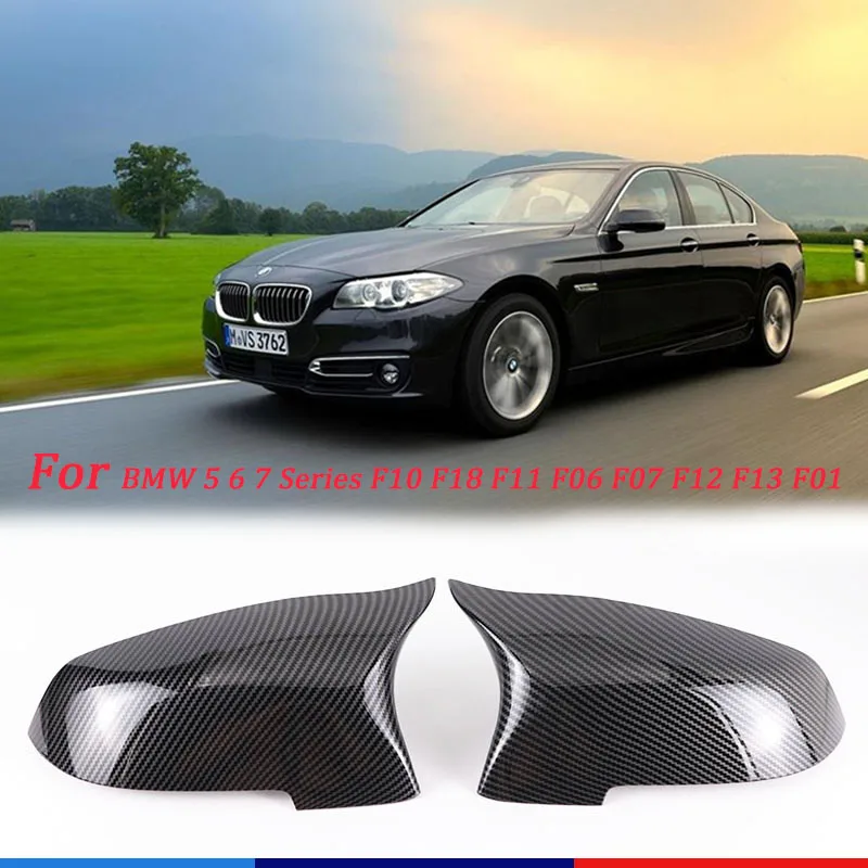 

Черная зеркальная Крышка для BMW 5 6 7 Series F10 F11 F18 5GT F07 F12 F13 F06 F01 F02 F03 F04 LCL, зеркальная крышка из углеродного волокна с узором