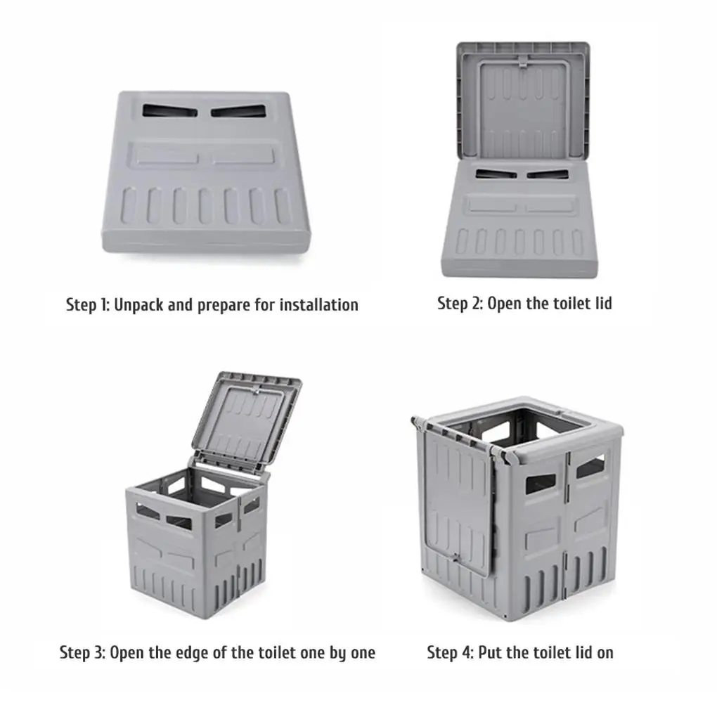 

Складной туалет для автомобиля, пластиковый сильный подшипник, табурет для хранения, складное ведро для путешествий, кемпинга, пешего туриз...