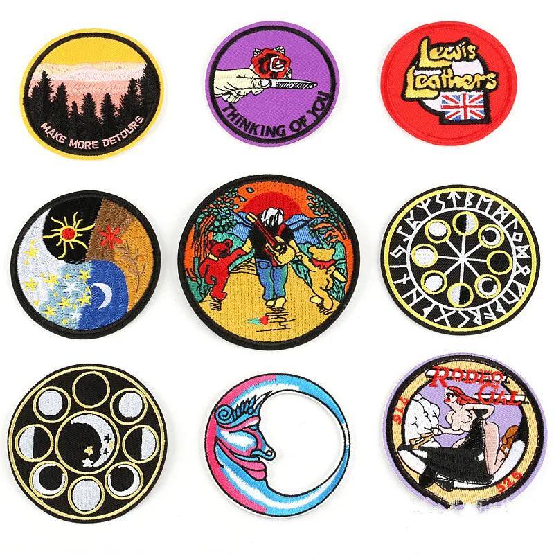 

Fashion New Round Badge High Quality Embroidery Cloth Stickers DIY Clothing Bags and Decorative Patches