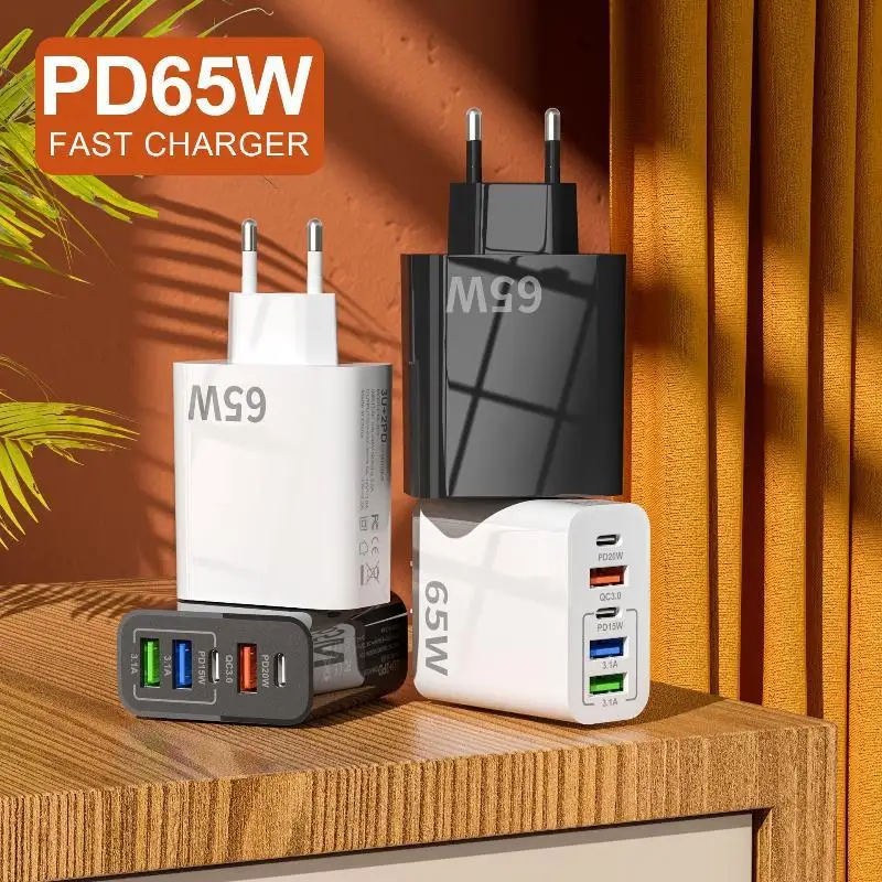 Фото Быстрое зарядное устройство для стен 120W с 3 портами USB QC30 и 2 портами PD для быстрой зарядки телефонов, планшетов и ноутбуков в путешествиях, дома и офисе №2