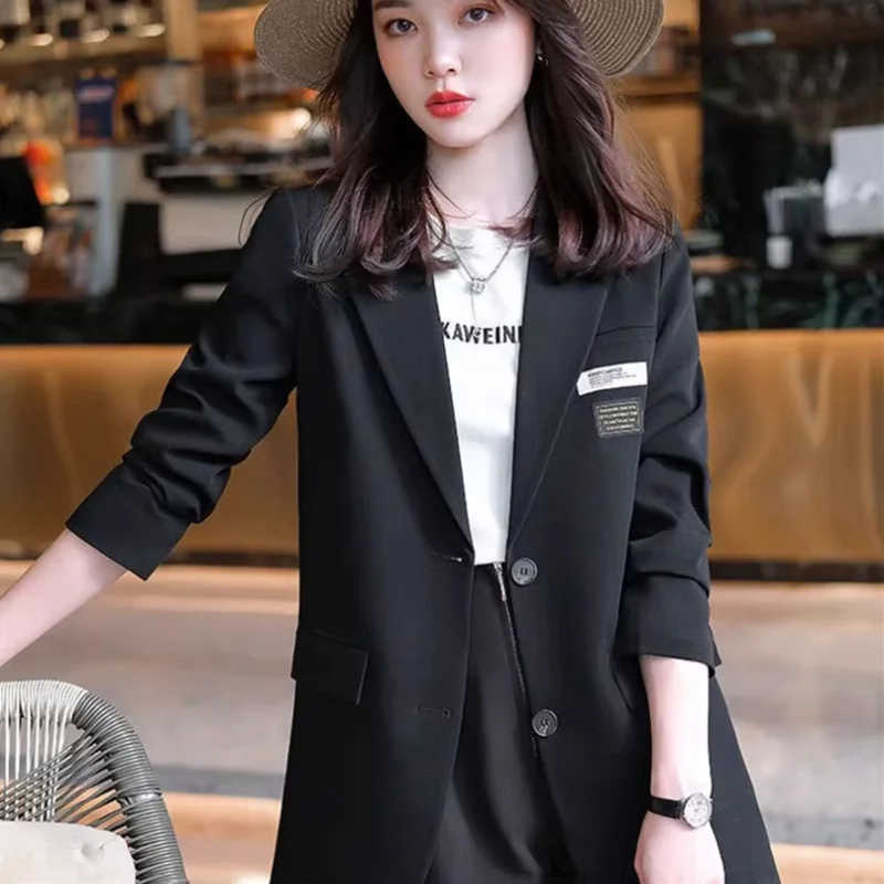 2023 Spring Autumn New Professional Blazer Jacket Women Outwear Korean Loose Long Sleeve Leisure Office Blazer Female Tops