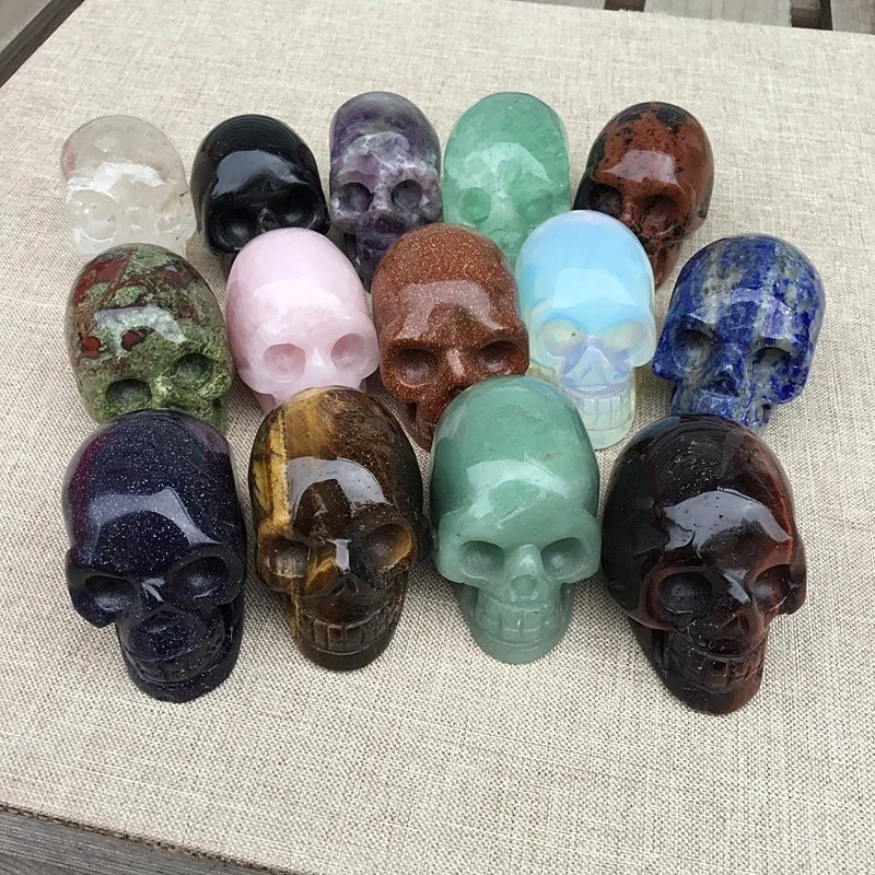 Natural Crystal Skull Gem Ghost Head Seiko Carved 30MM Punched Gemstone Specimens Minerals Quartz Skeleton DIY Stone Ornaments | Украшения