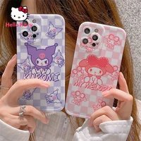 hello kitty kuromi fun girly cartoon cover for iphone 13 13 pro 13 pro max 12 12 pro max 11 pro x xs max xr 7 8 plus plaid case