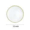100pieces Clear Plastic Charger Plates with Gold Beads Rim Acrylic Decorative Service Plate 4