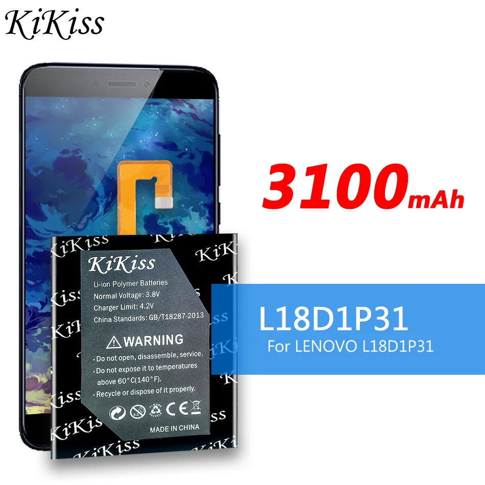 

Оригинальный аккумулятор Kikiss 3100 мАч L18D1P31 для планшета Lenovo Tab E7