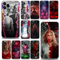 marvel wanda and the vision clear phone case for apple iphone 13 12 11 se 2022 x xr xs 8 7 6 6s pro max plus mini tpu case