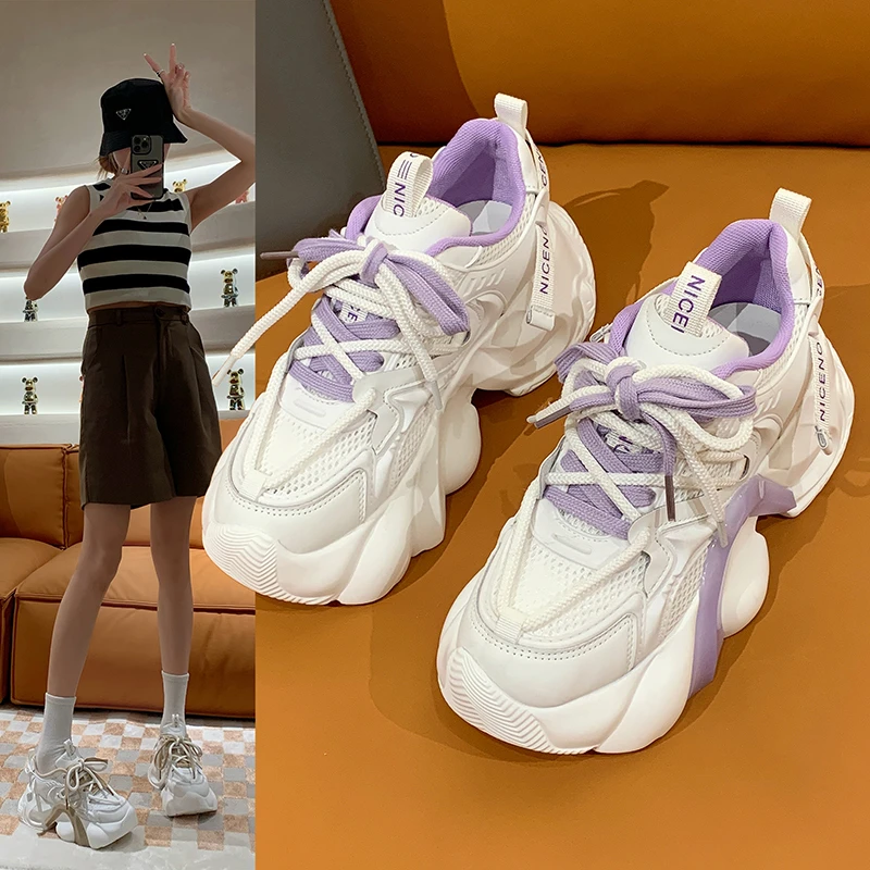 

Женские массивные кроссовки, дышащие сетчатые, теннисные кроссовки на платформе, спортивная обувь, разные цвета