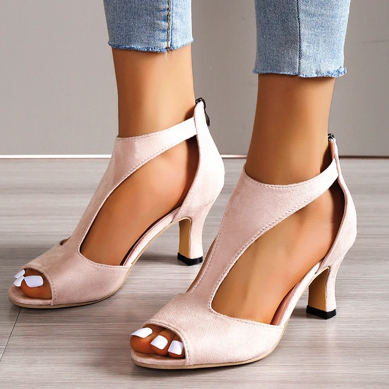 Large Size Women Pumps Peep Toe Female Sandals High Heel Summer Outdoor Women's Sandals Beach Party Shoes Soft Fashion Shoe 2023