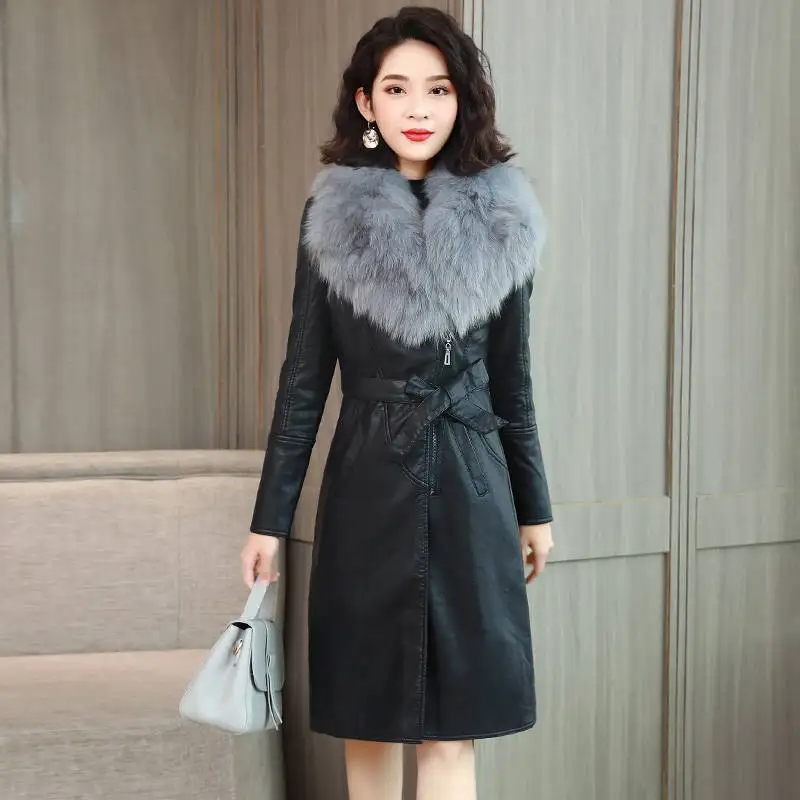 Women's Leater Jacket Coats Korean Jacket Women Thicken Leather Jacket Women Winter Coat Women Warm Long Jackets for Women 2022