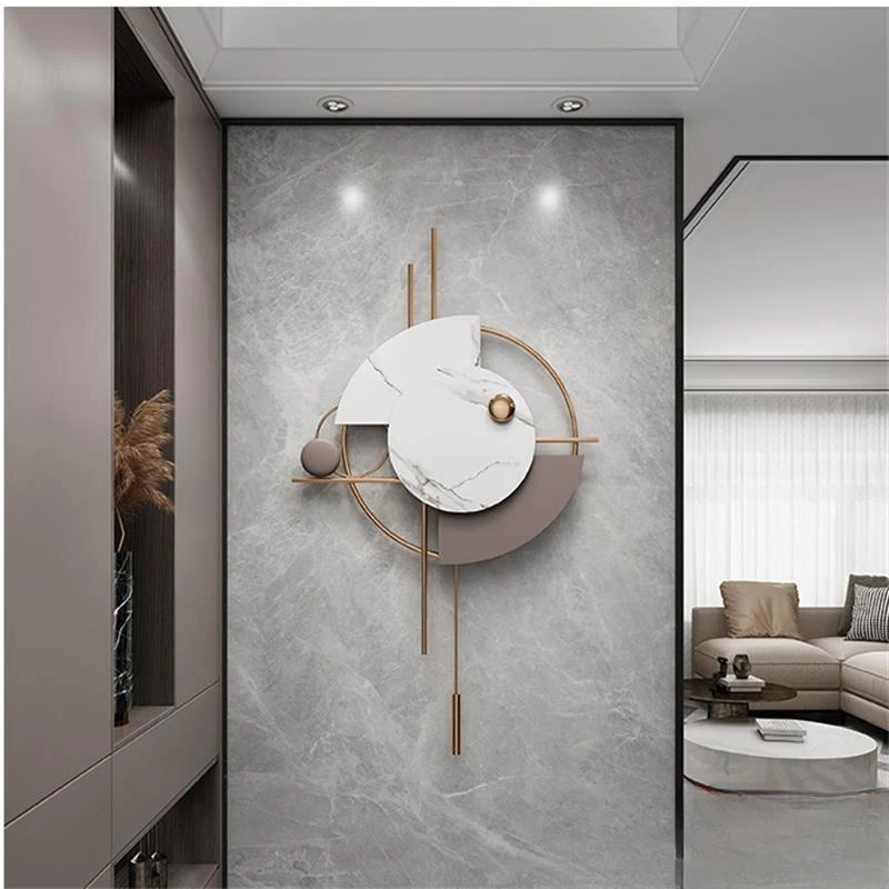 

Minimalist Iron Art Wall Clock Living Room Background Pendant Modern Simplicity Light Luxury Porch Wall Decoration Hanging Clock