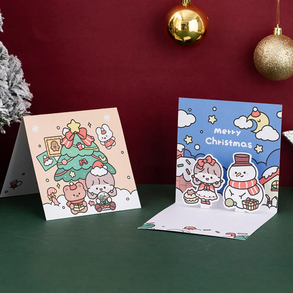 

Творческий мини Рождественский набор поздравительных открыток «сделай сам» с конвертом Санта-Клаусом Новогодняя открытка подарки открытка мультяшный стиль