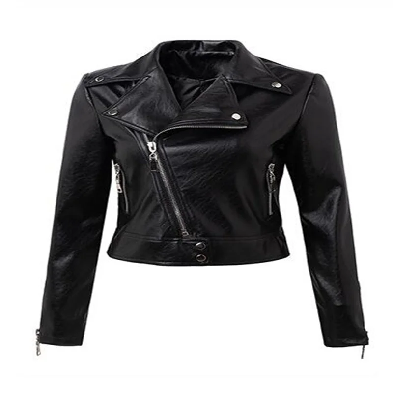 Short leather jacket women's spring and autumn fashion black red куртка женская весна  veste femme chaqueta mujer косуха женская enlarge