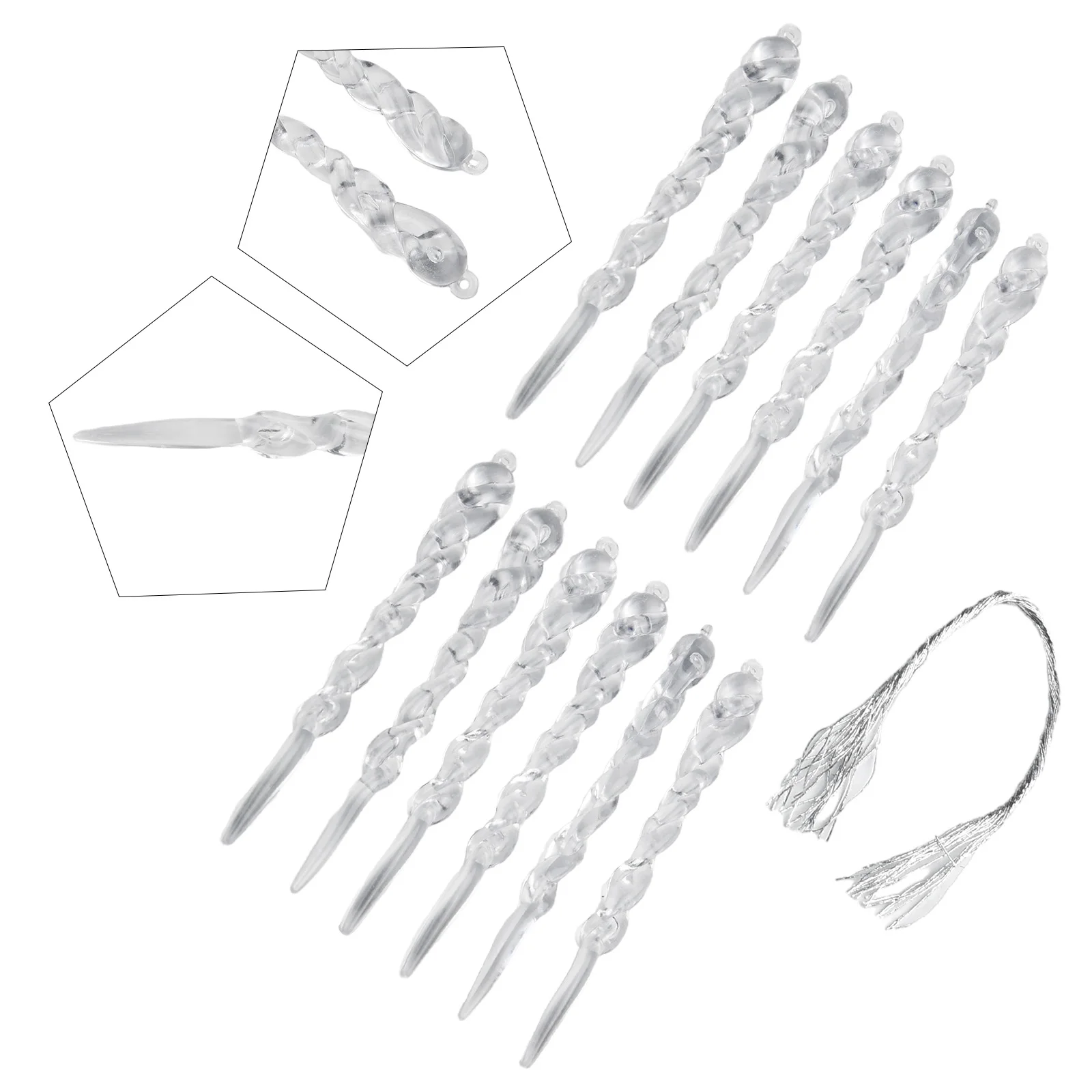 12 шт. 13x1 см прозрачная подвеска в виде сосульки Рождественское украшение