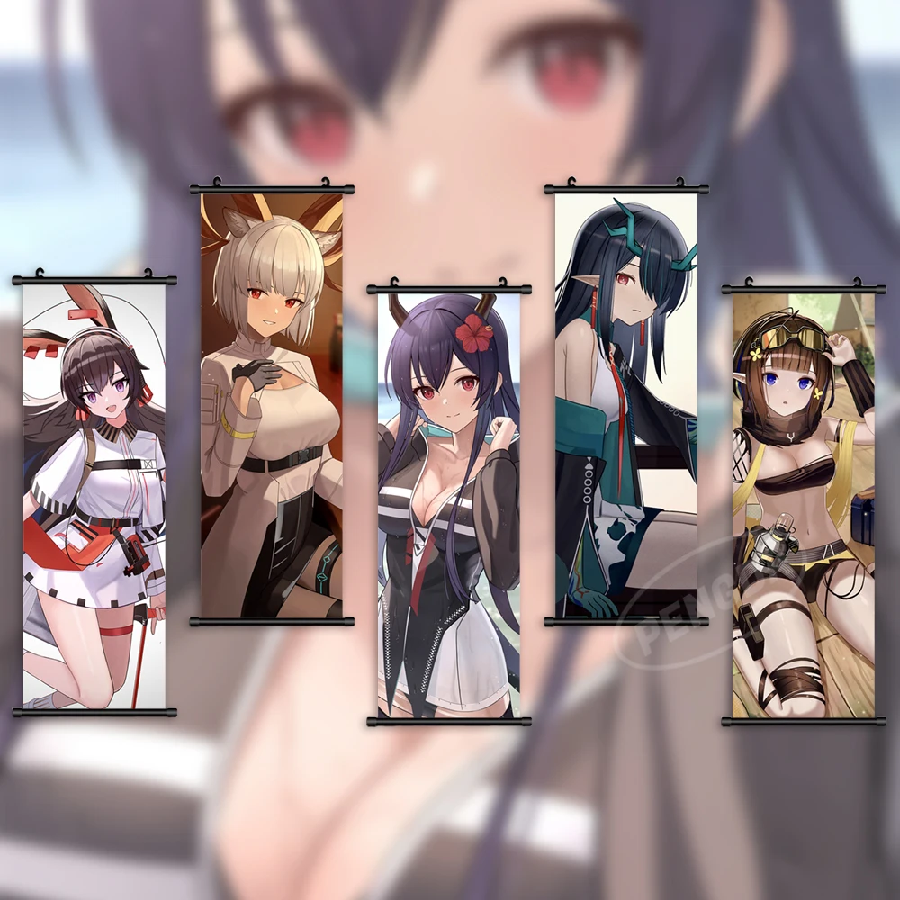 

Wall Art Arknights Scroll Hanging Painting Amiya Canvas Kal'tsit Poster Surtr Picture Ch'en Print Mudrock Home Decor Kids Room