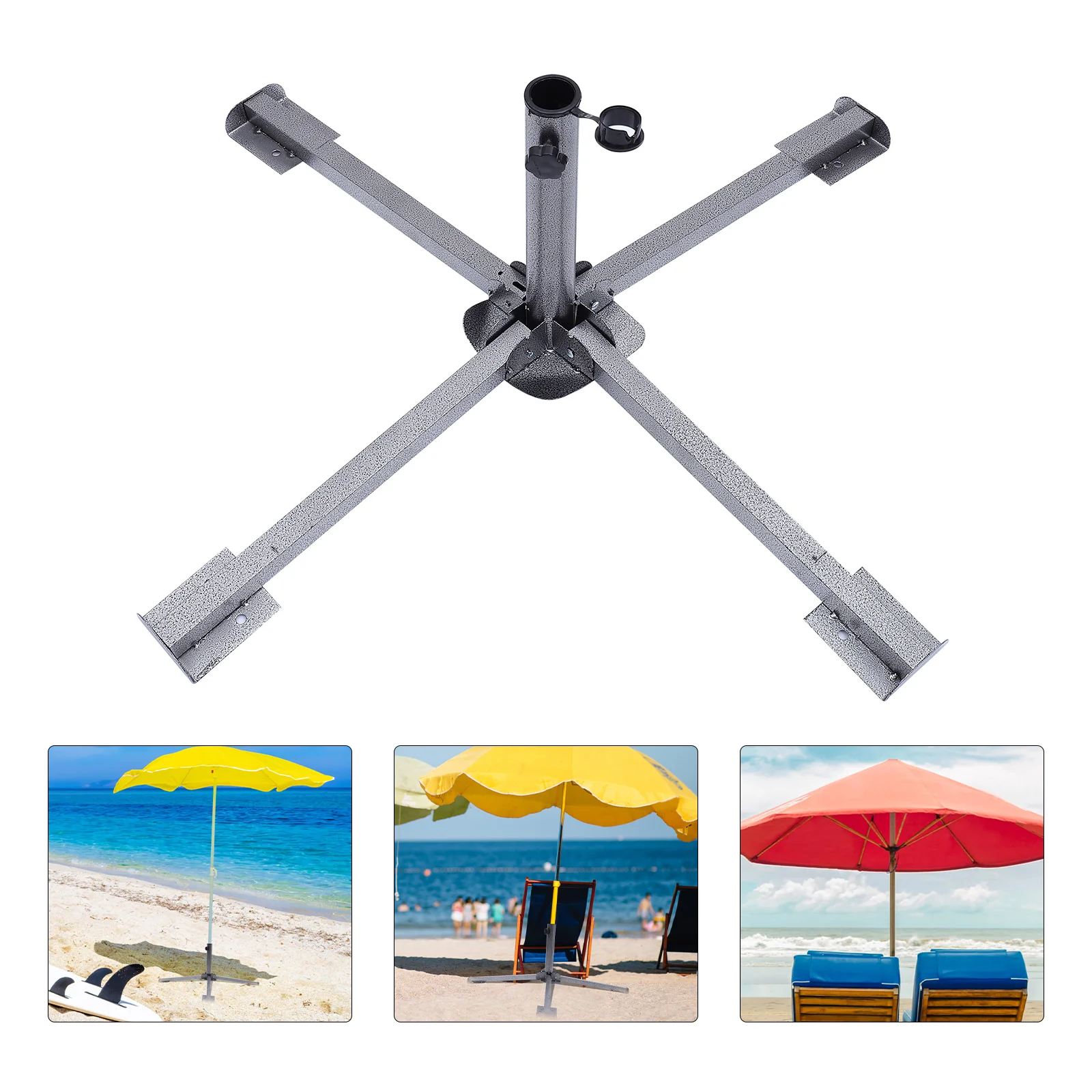 

1pc Umbrella Iron Base Outdoor Umbrella Folding Base Beach Umbrella Cross Base