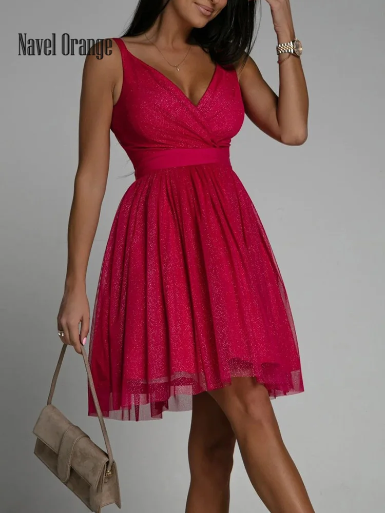 

Женское мини-платье на молнии, однотонное праздвечерние чное платье без рукавов с открытой спиной и глубоким V-образным вырезом, летняя пика...