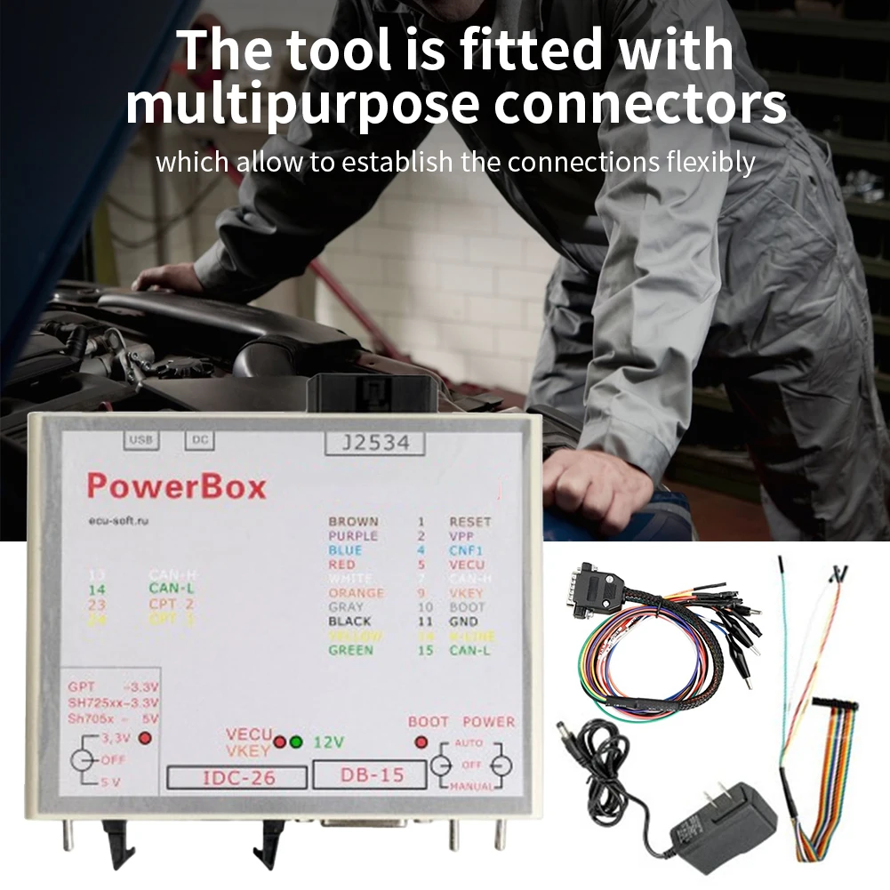 

ECU Power Box Flash US Plug ECU Openport Power Box J2534 3 Modes Multi-Purpose LED Openport for KTMFLASH JTAG