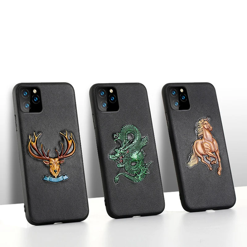 

Роскошный кожаный 3D рельефный чехол для телефона iPhone 11 12pro MAX, кожаный полноразмерный чехол для iPhone 7 8 Plus X XR XS MAX