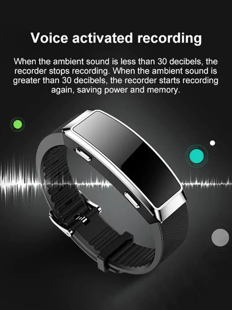 Voice recorder bracelet activated dictaphone mini audio sound professional small player micro digital listening recording