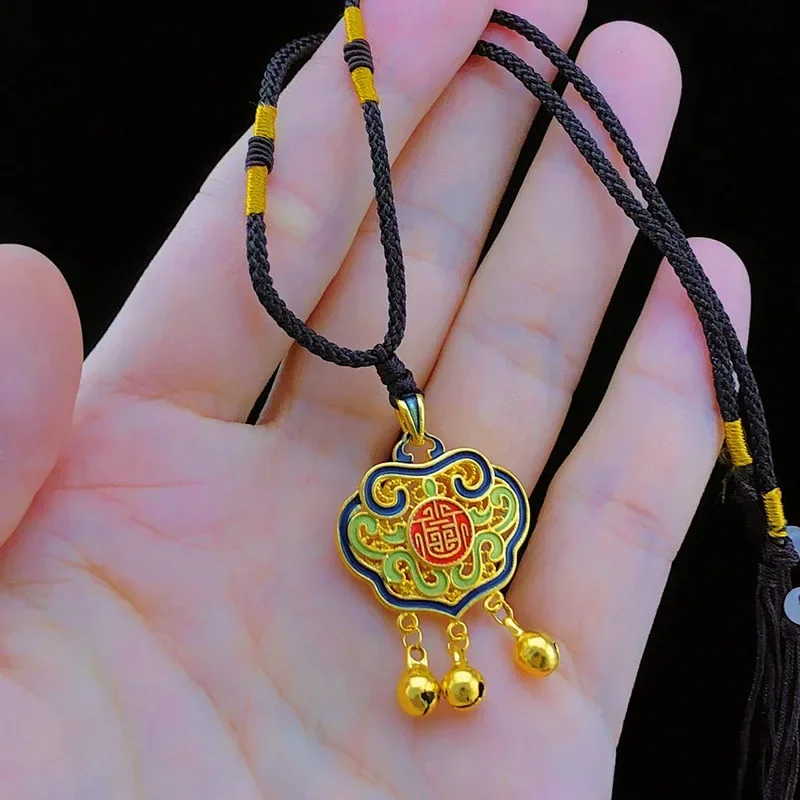 9999 натуральное золото 24 К Золотая серия благословения Tianguan в этническом