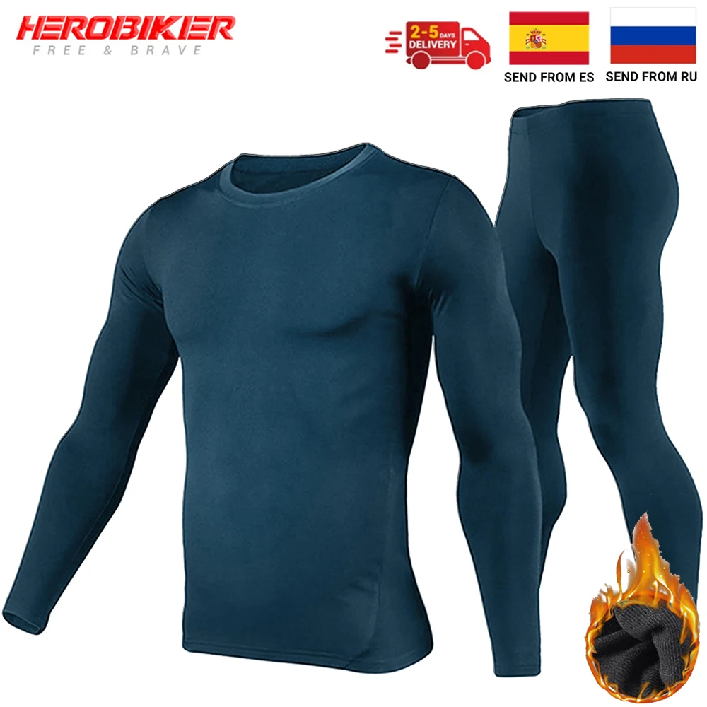 

Men Fleece Lined Thermal Underwear Set Thermal Shirt Male Motorcycle Skiing Base Layer Winter Long Johns Shirts & Tops Bottom