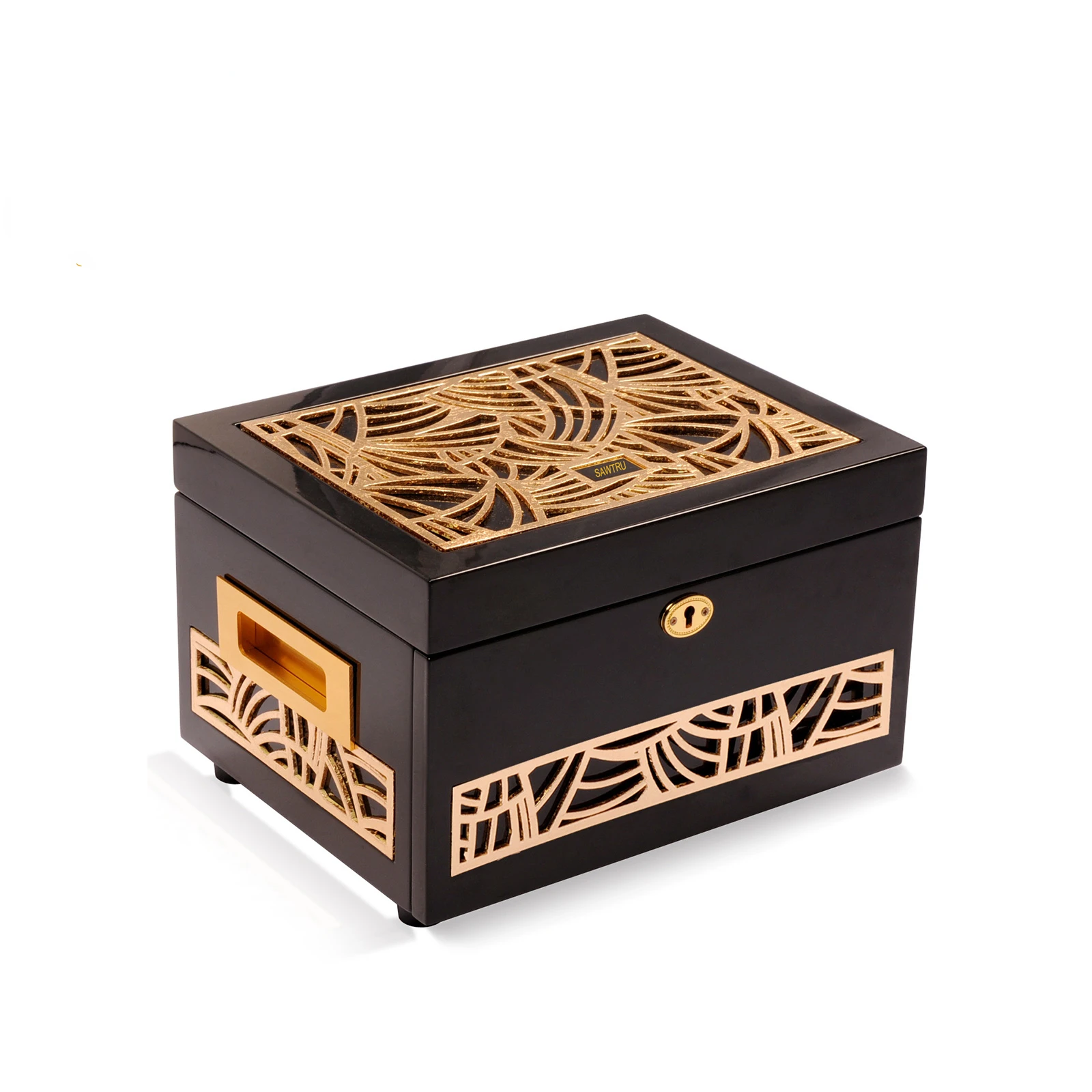 

luxury jewelry box gold foil engraving wooden storage box