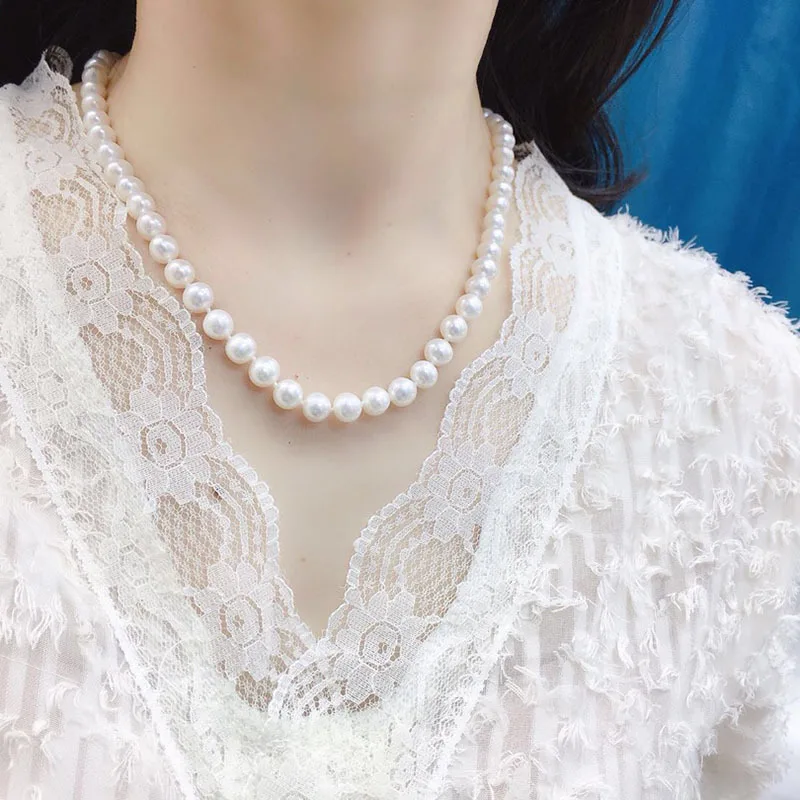 Ожерелье из натурального пресноводного жемчуга 8-9 мм