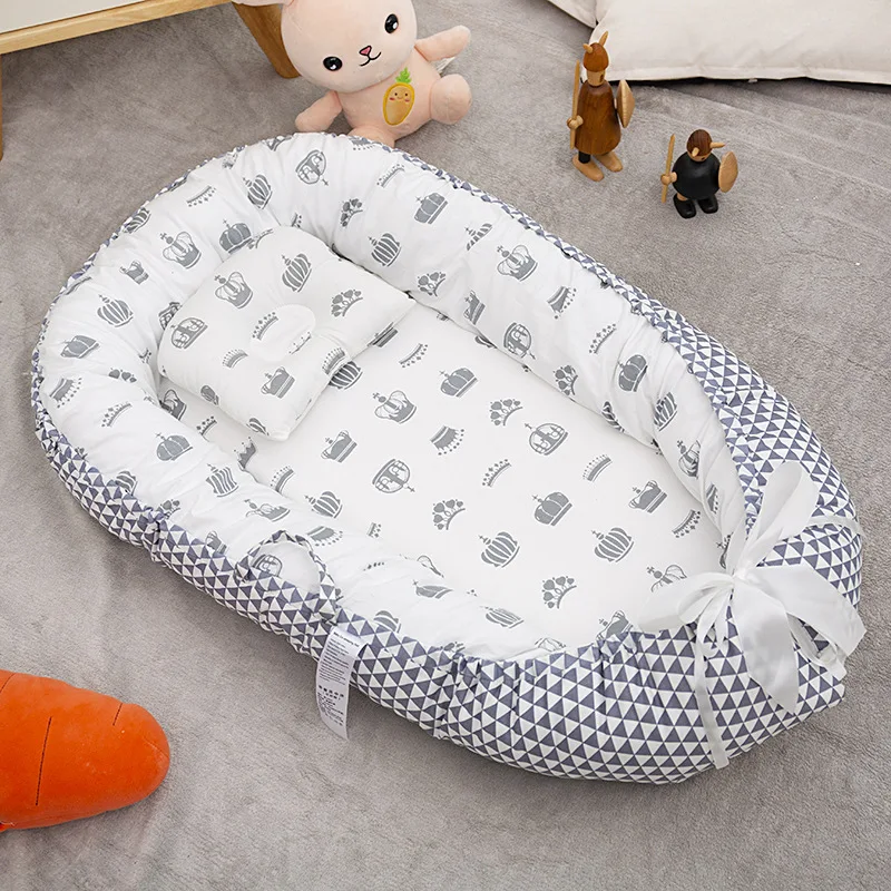Foldable Removable and Washable Portable Anti-pressure Crib Middle Bed Bionic Full Detachable Baby Pillow Crib Baby Cribs